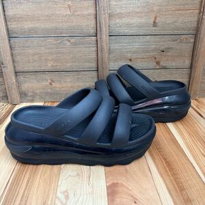Crocs Mega Crush Triple Strap Platform Sandals Black Heavy Chunky Sz 11